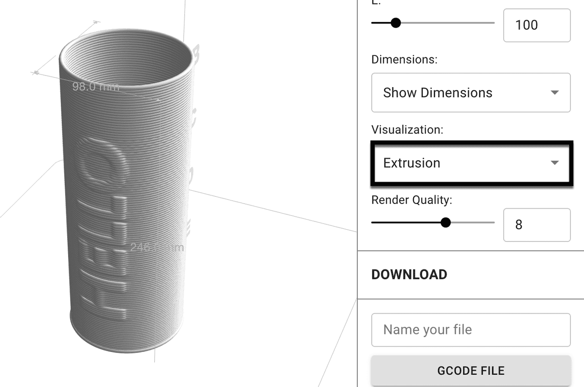 Extrusion visualization mode