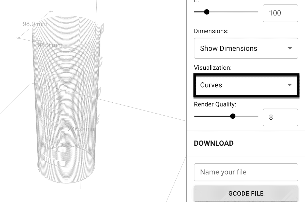 Curves visualization mode