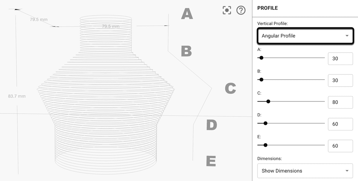 Angular vertical profile