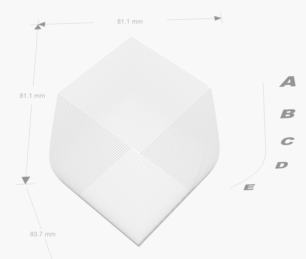 A 4-sided POTTERWARE object with an Angular horizontal profile