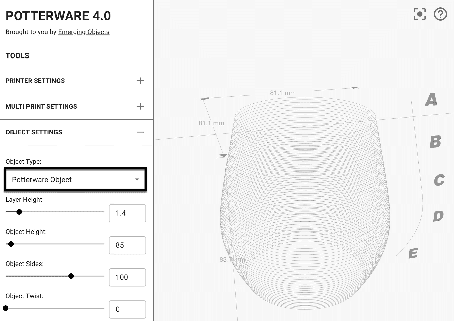 Object Settings | POTTERWARE Documentation